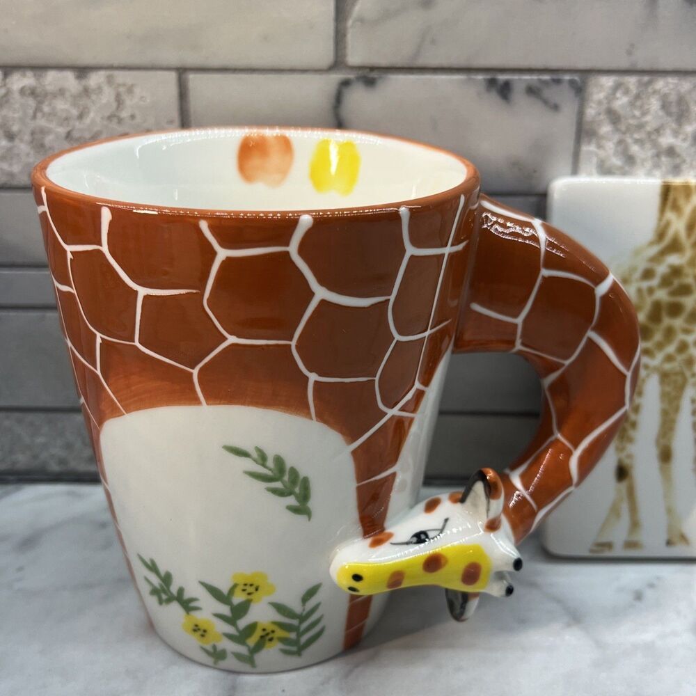 Coffee, Tea Mug Giraffe animal theme mug & coaster New , fun unique gift mug